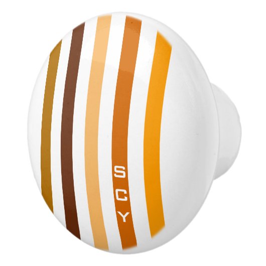 Geelbruin Sinaasappel verticale strepen monogram Keramische Knop (Rechts)