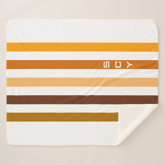 Geelbruin Sinaasappel verticale strepen monogram Sherpa Deken (Voorkant (horizontaal))