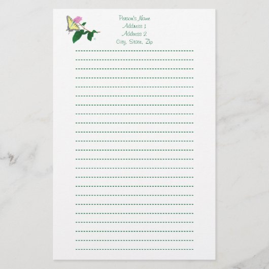 Geelbruine vleermuis met gelijnde moeras briefpapier (Voorkant)