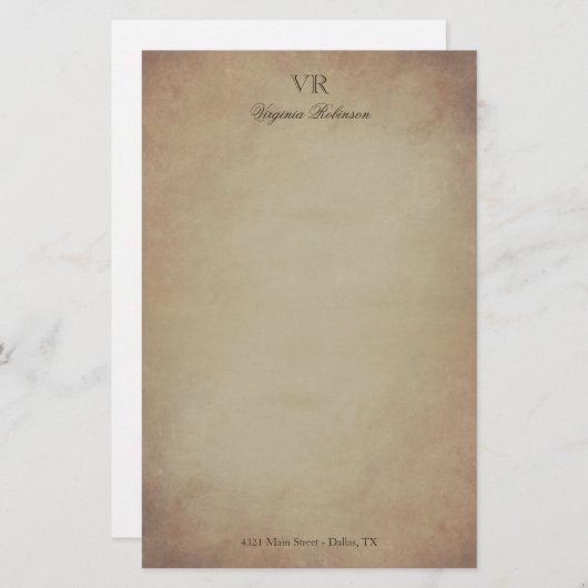 Geelgekleurd Papier Monogram & Aangepaste Naam (Voorkant / Achterkant)