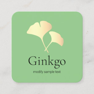 Geelgoud Ginkgo Leaf Logo Vierkante Visitekaartje