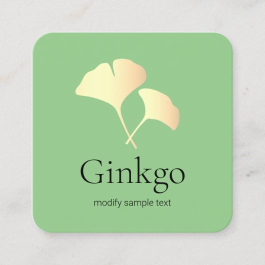 Geelgoud Ginkgo Leaf Logo Vierkante Visitekaartje (Voorkant)