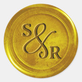 Geelgouden kleur wax seal sticker met initialen (Voorkant)