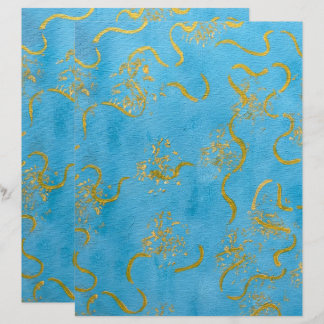 Geelgouden kronkels op blauwe mengsels scrapbookpa