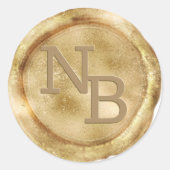 Geelgouden monogram Wax Seal Sticker (Voorkant)