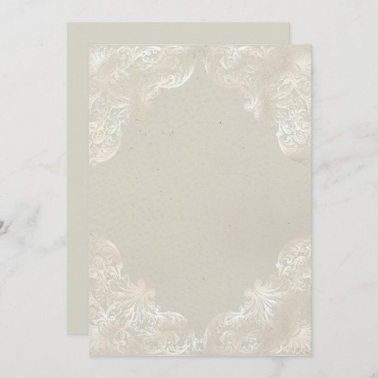 Geelgrijze vintage vergulde witte blanco kaart (Voorkant / Achterkant)