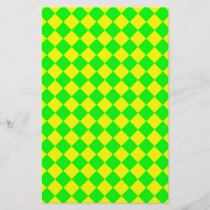 Geelgroen diamanten harlekijn dambordpatroon briefpapier