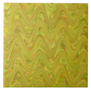Geelgroen golvend abstract patroon tegeltje