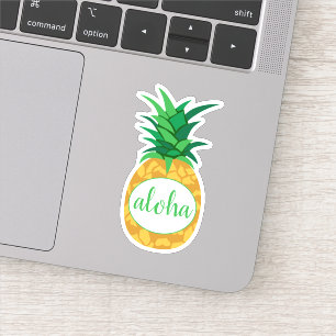 Geelgroene Aloha Ananas Uitgesneden Sticker