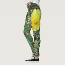 Geelgroene Dahlia Leggings