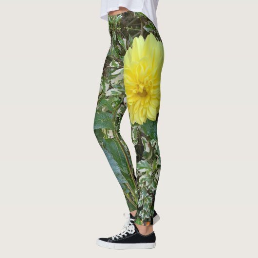 Geelgroene Dahlia Leggings (Links)