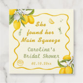 Geelgroene Hoofd Pers Bruidsdouche Citroen Bedankjes Labels (Voorkant)