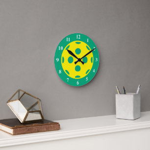 Geelgroene pickleball sport wandklok ronde klok