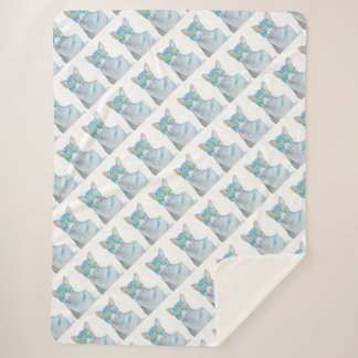 Geelogige blauwe lapjeskat fleece deken