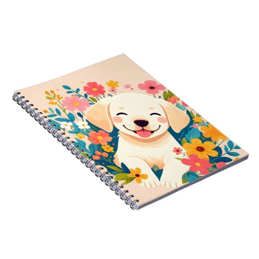 Geelpooljufferduif in het midden van de bloemen notitieboek (Rechterzijde)