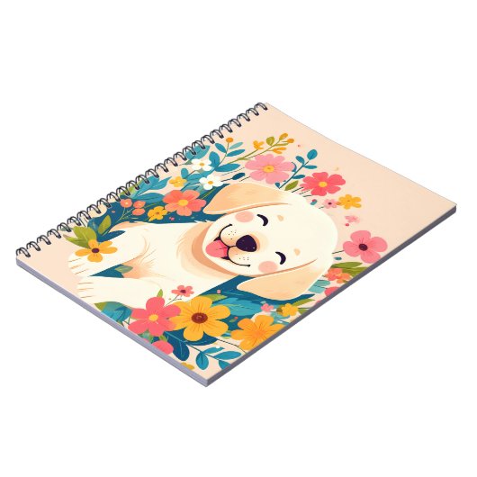 Geelpooljufferduif in het midden van de bloemen notitieboek (Linkerzijde)