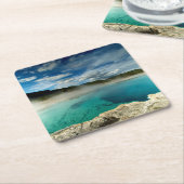 geelsteen vierkante kartonnen onderzetter (Schuin)