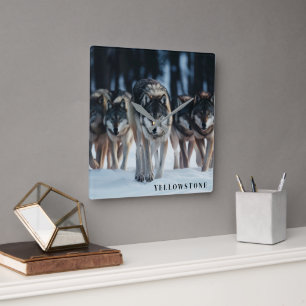 Geelsteenwolven Vierkante Klok