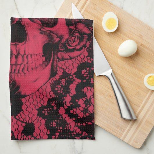 Geelzucht in rood en zwart theedoek (Quarter Fold)