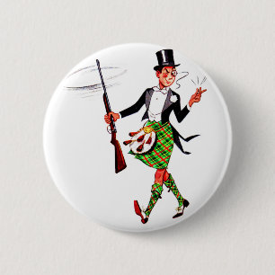 geelzucht met geweer ronde button 5,7 cm