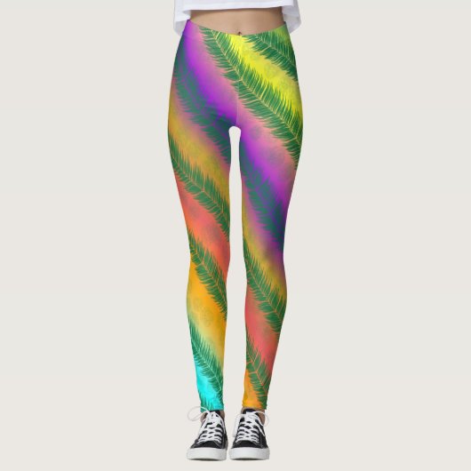 Geelzuchtige gestripte Leggings (Voorkant)