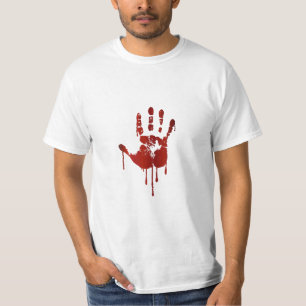 Geelzuchtige hand Tekst op shirt achterzijde man
