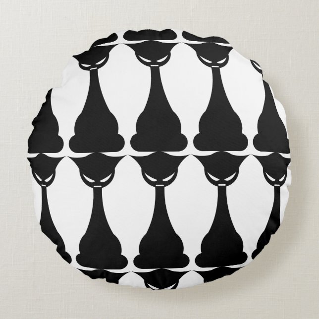 Geelzwarte kat, silhouet rond kussen (Voorkant)