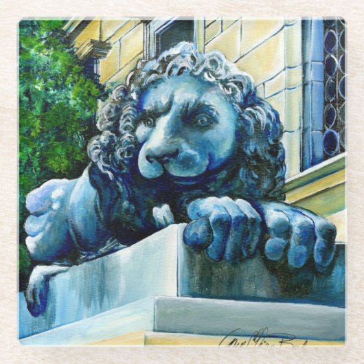 Geëmeerde waareline glazen onderzetter (Voorkant)