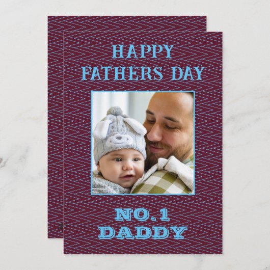Geen 1 Papa Naam En Foto Vaderdag Maroon Feestdagenkaart (Voorkant / Achterkant)