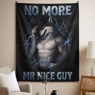 Geen aardige jongen meer Grappige Alpha Wolf Meme Wandkleed