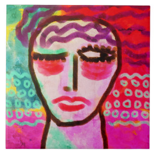 Geen Abstract digitaal schilderen van een vrouw Tegeltje