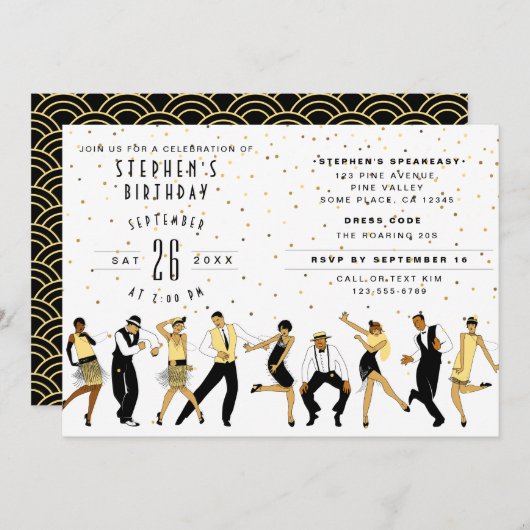 GEEN AGE Art Deco/Great Gatsby/1920s Birthday Part Kaart (Voorkant / Achterkant)