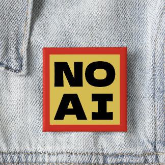 GEEN AI Vette tekst Moderne typografie Geel Zwart Vierkante Button 5,1 Cm