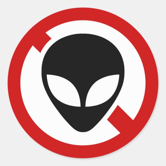GEEN ALIENS RONDE STICKER (Voorkant)
