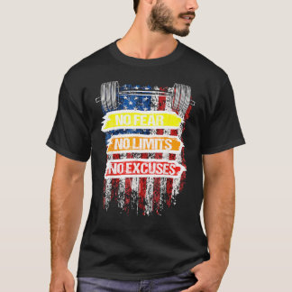 Geen Angst Geen Grenzen Geen Excuses Motiverend Gy T-shirt