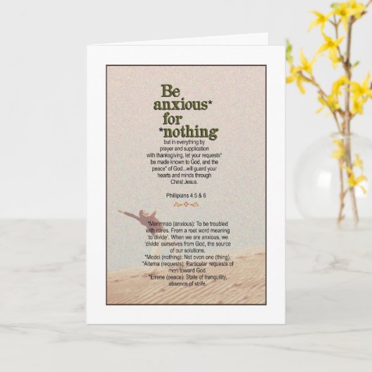 Geen angst nodig! Filippenzen 4:5&6 Kaart (Gele Bloem)