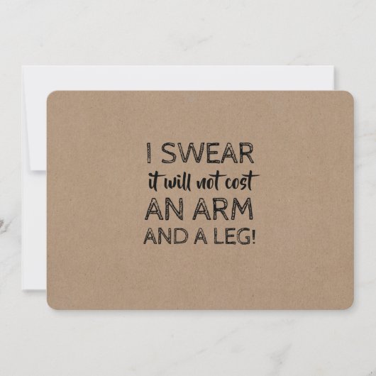 Geen arm en been kosten grappig bruidsmeisje voors kaart (Voorkant)