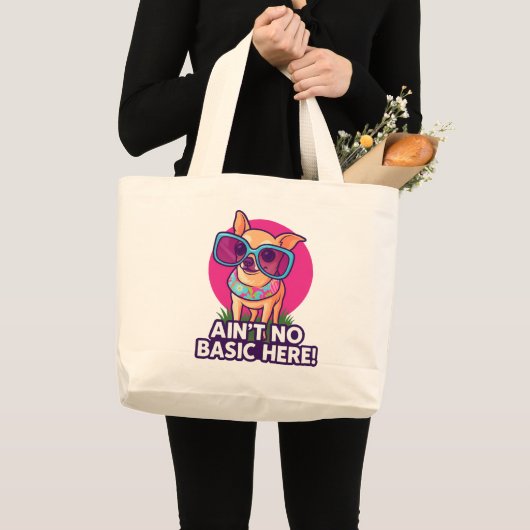 Geen basis hier! Chihuahua-Tas Grote Tote Bag (Voorkant (product))