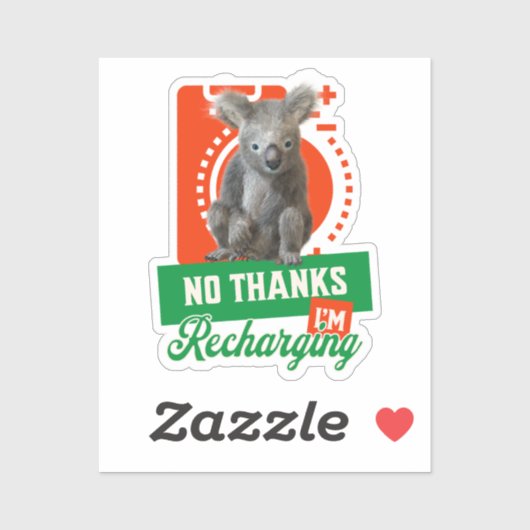 Geen Bedankt, ik ben het opladen van Koala Beer Ba Sticker (Vel)