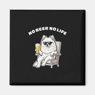 Geen Bier Geen Leven Pomeranian Grappige Hond Met Magneet