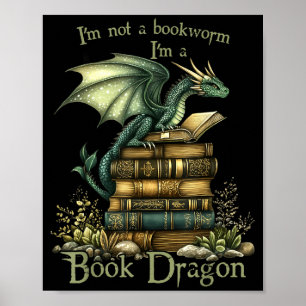 Geen boekenwurm grappige fantasie lezers boek lief poster