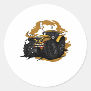 Geen boeren geen voedsel boze tractor ronde sticker