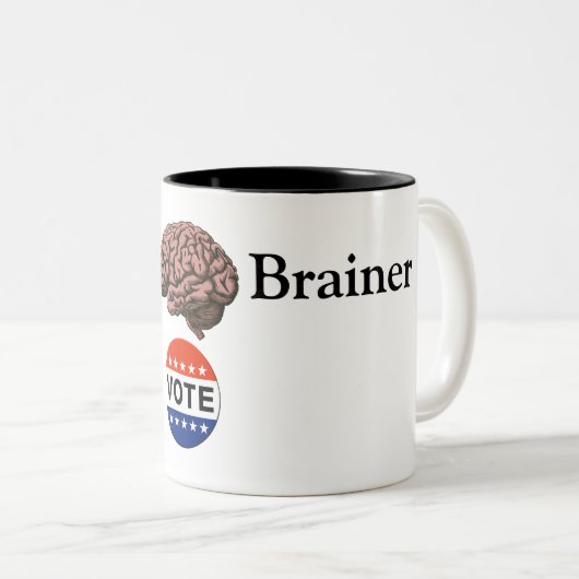 Geen Brainer Vote Coffee Mok (Voorkant rechts)