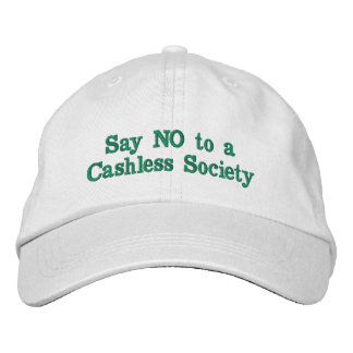 Geen cashless society geborduurd Pet