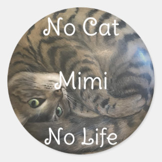 Geen Cat No Life Ronde Sticker