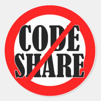 Geen codeshare! ronde sticker