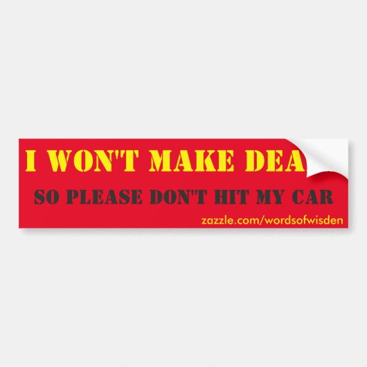Geen deals bumpersticker (Voorkant)