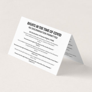 "Geen discriminatie" Informatiekaart mensenrechten Visitekaartjes