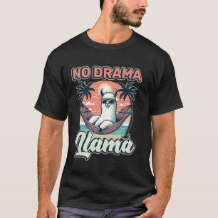 Geen Drama Lama Retro Strand Zonsondergang T-shirt