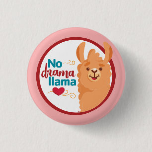 Geen drama lama (warm) roze ronde button 3,2 cm